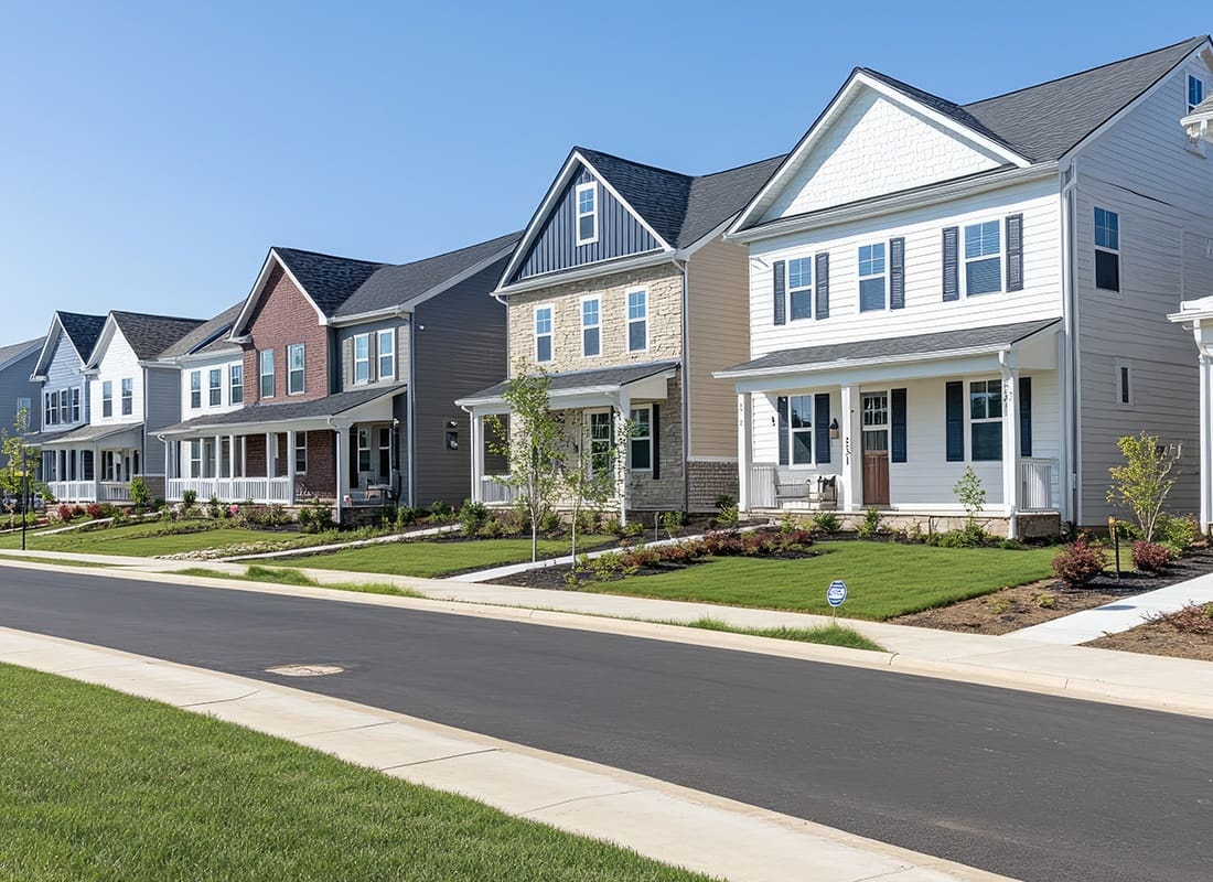 Independence, KY - Aerial View of Homes in Kentucky on a Sunny Day